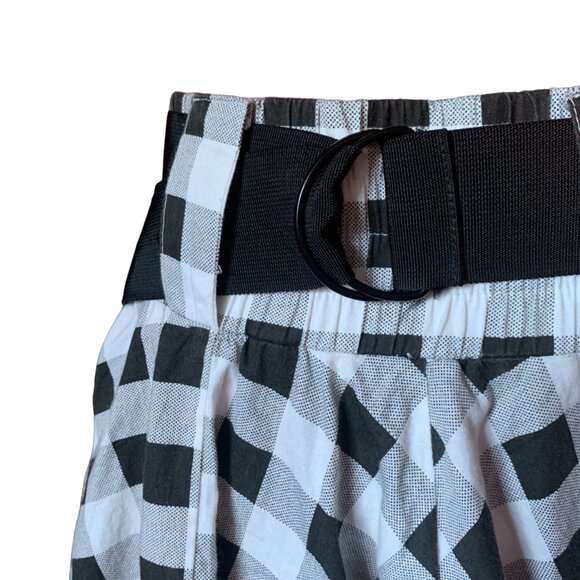 SUPREME BEING - Full Circle Skirt black and white plaid - Elastic Waist - small - Picture 2 of 11